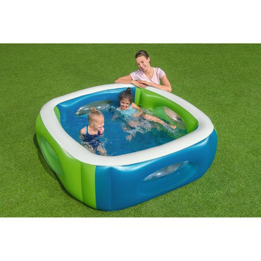 Piscine Gonflable Autoportante Enfant Bestway 168x56 cm Fenêtres Latérales Bleu et Vert