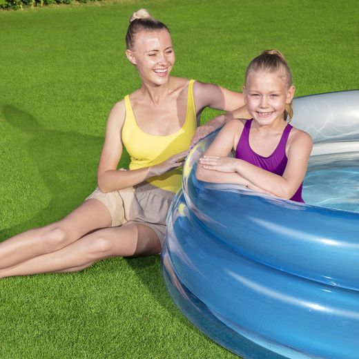 Piscina Gonfiabile Autoportante per Bambini Bestway 170×53 cm Big Metallic 3-Ring Pool