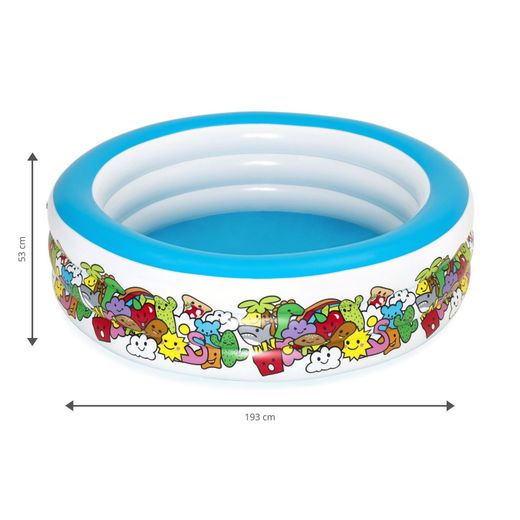 Piscine Gonflable Autoportante Enfant Bestway 193x53 cm Design Animaux Colorés