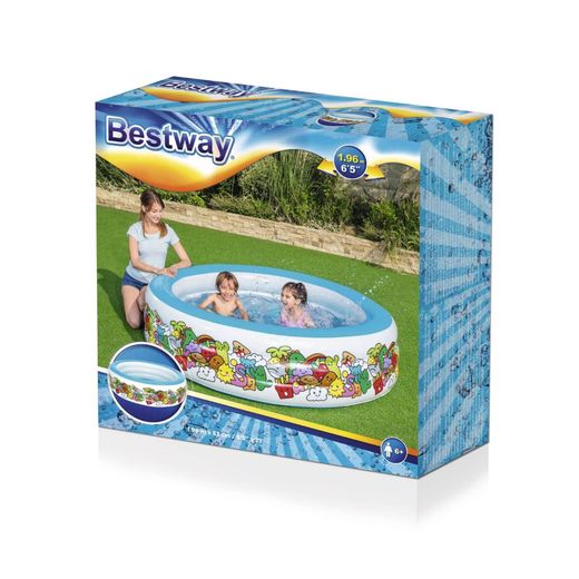 Piscine Gonflable Autoportante Enfant Bestway 193x53 cm Design Animaux Colorés