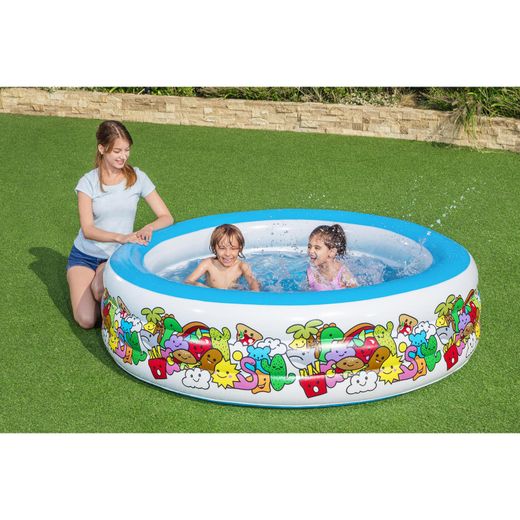 Piscine Gonflable Autoportante Enfant Bestway 193x53 cm Design Animaux Colorés
