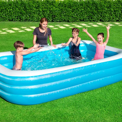 Aufblasbarer, selbsttragender Kinderpool Bestway 305x183x56 cm, Mosaik-Design, robustes Vinyl
