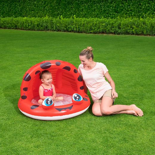 Piscine Gonflable Autoportante Enfant Bestway 97x66 cm Parasol Design Grenouille ou Coccinelle