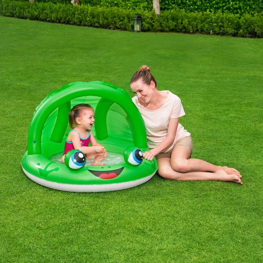 Piscine Gonflable Autoportante Enfant Bestway 97x66 cm Parasol Design Grenouille ou Coccinelle