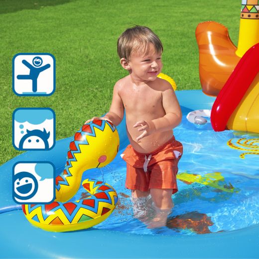 Piscine Gonflable Bestway Wild West Play Center avec Toboggan et Cheval 264x188x140 cm