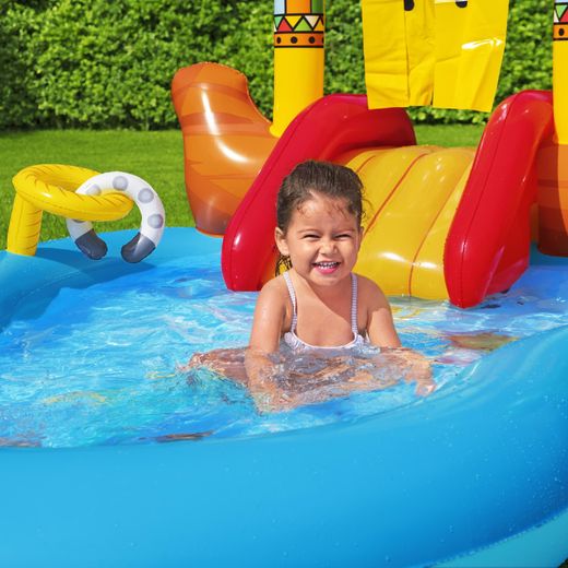 Piscine Gonflable Bestway Wild West Play Center avec Toboggan et Cheval 264x188x140 cm