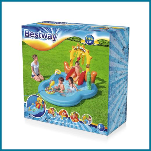 Piscine Gonflable Bestway Wild West Play Center avec Toboggan et Cheval 264x188x140 cm