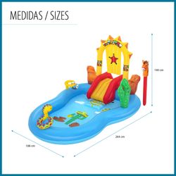 Piscine Gonflable Bestway Wild West Play Center avec Toboggan et Cheval 264x188x140 cm