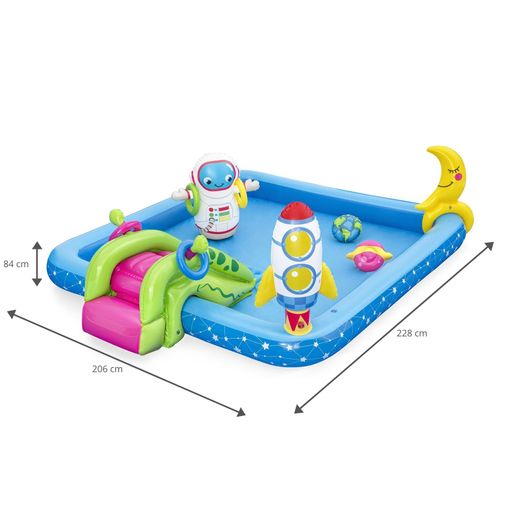 Piscina Gonfiabile per Bambini Bestway 228x206x84 cm con Scivolo e Design Spaziale