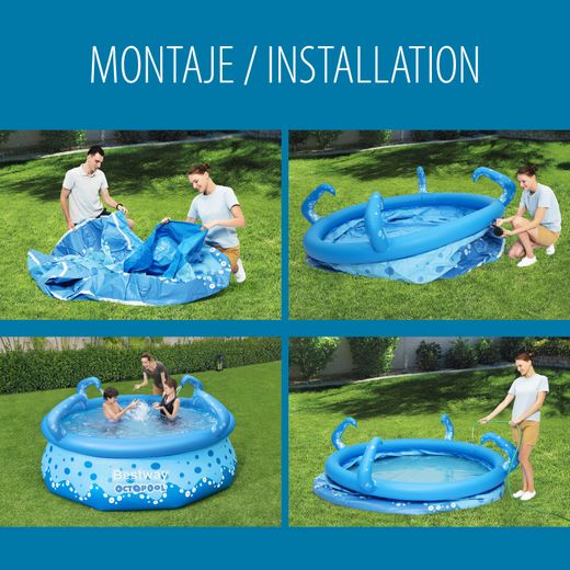Piscine Gonflable Enfant Bestway OctoPool 274x76 cm avec Tentacules et Pulvérisateurs