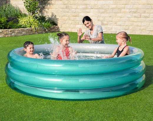 Piscine Gonflable Enfant Bestway Play Pool 201x53 cm avec 3 Anneaux Métalliques Bleu
