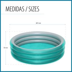 Piscine Gonflable Enfant Bestway Play Pool 201x53 cm avec 3 Anneaux Métalliques Bleu