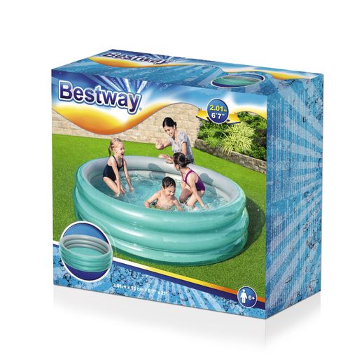 Piscine Gonflable Enfant Bestway Play Pool 201x53 cm avec 3 Anneaux Métalliques Bleu