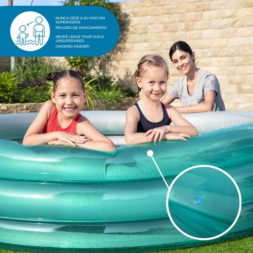 Piscine Gonflable Enfant Bestway Play Pool 201x53 cm avec 3 Anneaux Métalliques Bleu