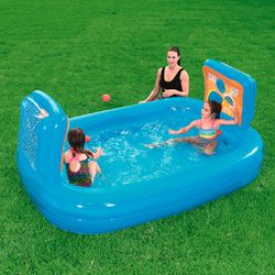 Piscina Inflável Infantil Bestway Skill Shot 237x152x94 cm com 5 Bolas e 2 Portões