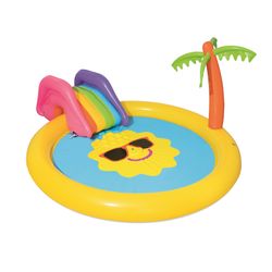 Piscine Gonflable Enfant Bestway Sunnyland Splash Play avec Toboggan et Palmier 262x157x46 cm