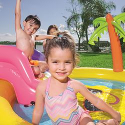 Piscine Gonflable Enfant Bestway Sunnyland Splash Play avec Toboggan et Palmier 262x157x46 cm