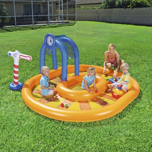 Piscine Gonflable Enfant Bestway Train 285x224x119 cm avec 10 Balles et Tunnel