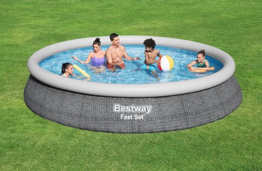 Piscine Gonflable Rond Bestway Fast Set 457x84 cm avec Filtre à Cartouche