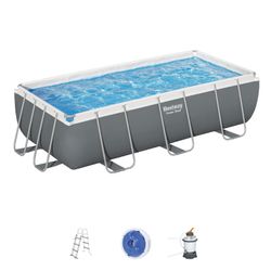 Piscina Tubolare Rettangolare Bestway Power Steel 404x201x100 cm con Filtro a Sabbia