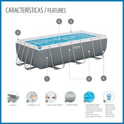 Piscina Tubolare Rettangolare Bestway Power Steel 404x201x100 cm con Filtro a Sabbia