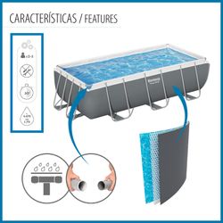Piscina Tubolare Rettangolare Bestway Power Steel 404x201x100 cm con Filtro a Sabbia