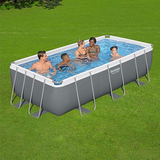 Piscina Tubolare Rettangolare Bestway Power Steel 404x201x100 cm con Filtro a Sabbia