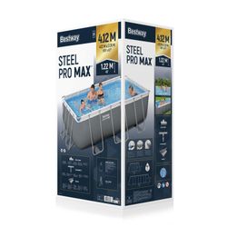 Piscine Tubulaire Rectangulaire Bestway Power Steel 412x201x122 cm avec Filtre à Sable