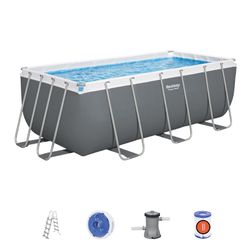 Piscina Tubolare Rettangolare Bestway Power Steel 412x201x122 cm con Filtro a Cartuccia