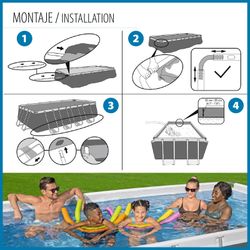Piscina Tubolare Rettangolare Bestway Power Steel 412x201x122 cm con Filtro a Cartuccia