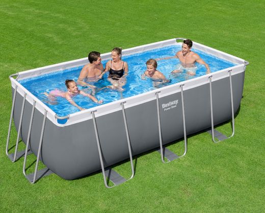 Piscina Tubolare Rettangolare Bestway Power Steel 412x201x122 cm con Filtro a Cartuccia