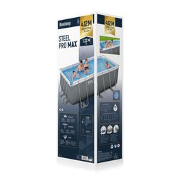 Piscina Tubolare Rettangolare Bestway Power Steel 412x201x122 cm con Filtro a Cartuccia