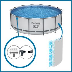 Piscina Tubolare Rotonda Bestway Steel Pro Max 457x122 cm con Filtro a Cartuccia e Scala