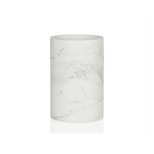 Portacepillos , 7 x 7 x 11 cm, de poliresina en blanco | Colección Marble