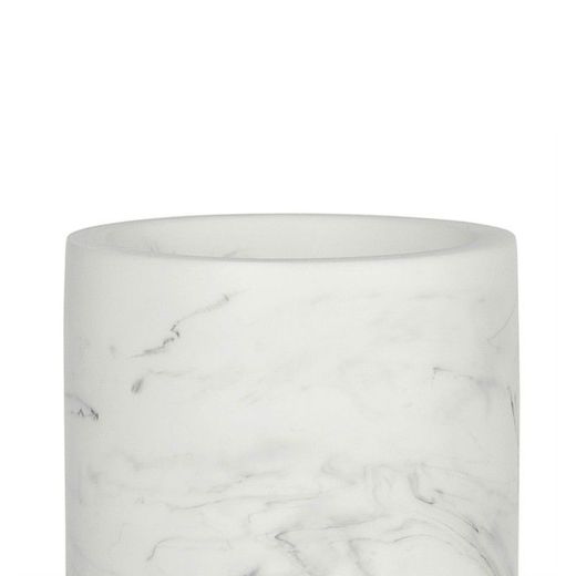 Zahnputzbecher, 7 x 7 x 11 cm, aus weißer Poliresin | Kollektion Marble
