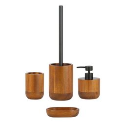 Portacepillos, 7,5 x 7,5 x 10 cm, de madera de acacia en natural | Colección Bear