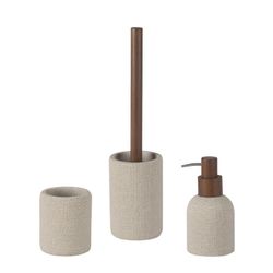 Porta-spazzolino, 7,5 x 7,5 x 9 cm, in poliresina colore beige | Collezione Textura