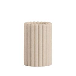 Portacepillos, 8 x 8 x 12 cm, de poliresina en beige | Colección Stripes