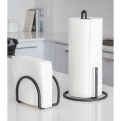 Toilettenpapierhalter, 17 x 17 x 32 cm, aus schwarzem Eisen | Kollektion Squire