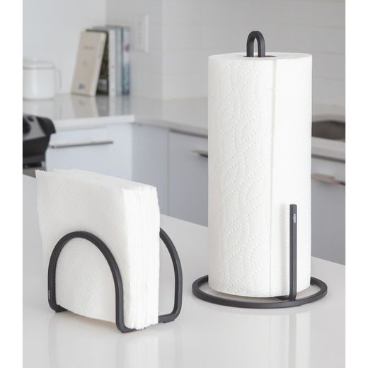 Toilettenpapierhalter, 17 x 17 x 32 cm, aus schwarzem Eisen | Kollektion Squire
