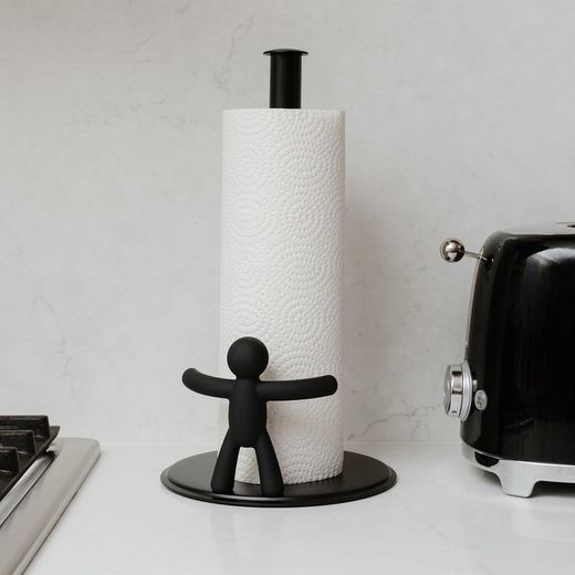 Portarrollos, 18 x 18 x 34 cm, de acero en negro | Colección Buddy