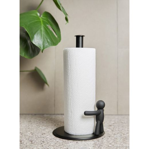 Portarrollos, 18 x 18 x 34 cm, de acero en negro | Colección Buddy