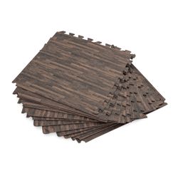 Protège-sol pour Piscine Bestway Flowclear 12 Pièces 50x50 cm Marron Effet Bois