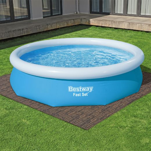 Protège-sol pour Piscine Bestway Flowclear 12 Pièces 50x50 cm Marron Effet Bois
