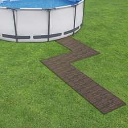 Protège-sol pour Piscine Bestway Flowclear 12 Pièces 50x50 cm Marron Effet Bois