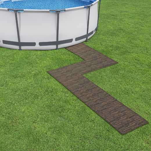 Protège-sol pour Piscine Bestway Flowclear 12 Pièces 50x50 cm Marron Effet Bois