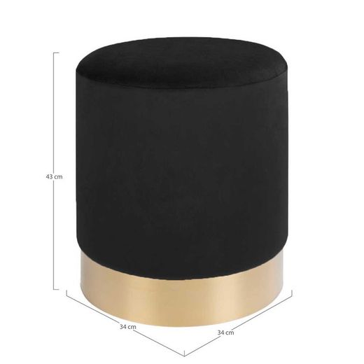 Pouf, 34 x 34 x 43 cm, in velluto nero | Collezione Gamby
