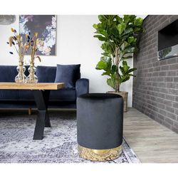 Pouf, 34 x 34 x 43 cm, in velluto nero | Collezione Gamby