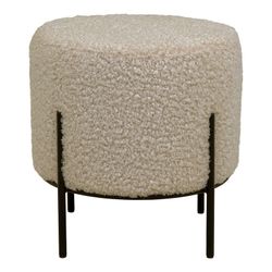 Pouf, 35,5 x 35,5 x 37 cm, in tessuto Sherpa colore beige | Collezione Alford
