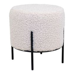 Puff, 35,5 x 35,5 x 37 cm, de tejido Sherpa en blanco | Colección  Alford